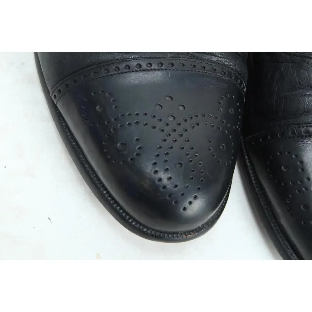 Mezlan Havana Black Leather Wingtip Tassel Loafers Men's US 10
